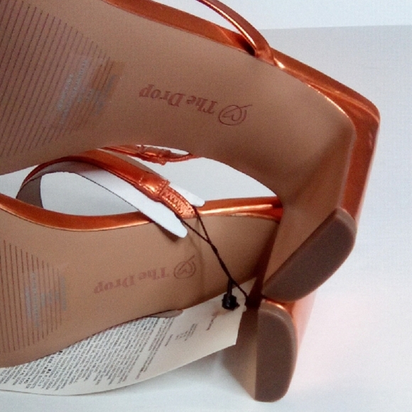 Avery Women's Two Strap High Heel Sandals, Sz.8, MetallicOrange- The Drop - Picture 2 of 16